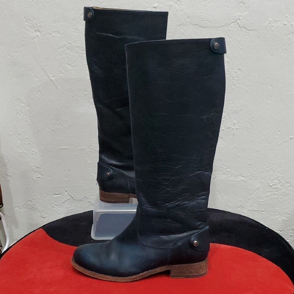 Vintage Frye Leather Boots In Rich Blue Size 6